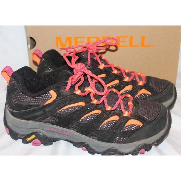 Merrell Women's Moab 3 Mid Waterproof Hiking Sneakers Black Pink SZ 7.5 NIB $140 - Picture 1 of 6